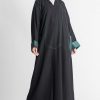 Green Pockets Embroidery Abaya