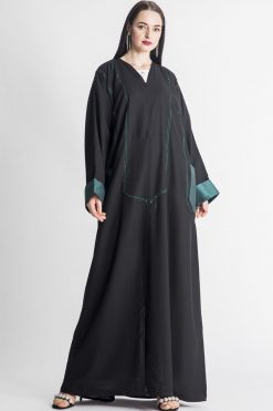 Green Pockets Embroidery Abaya