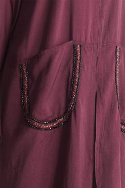 MOIAP60041 4 Maroon Embroidery Pocket Abaya