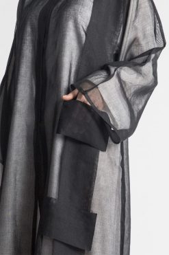 MOIAP60039 4 Black Pocket Organza Abaya