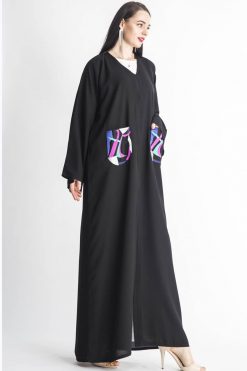 MOIAP60038 3 Colorful Pockets Abaya