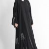 Black & White Pearl Embroidery Abaya