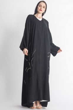 Black Simple Embroidery Abaya 7 MOIAP60031 4 Black Simple Embroidery Abaya
