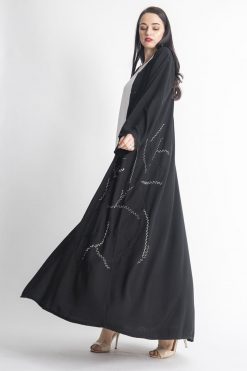 Black Simple Embroidery Abaya