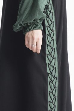 MOIAP60020 4 Green Panel Embroidery Abaya