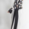 Geometrical Embroidery white Abaya