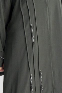 MOIAP60015 4 Piping Embroidery Abaya - Green