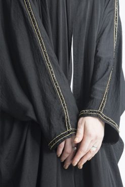 MOIAP60011 4 Golden Sleeves Embroidery Abaya