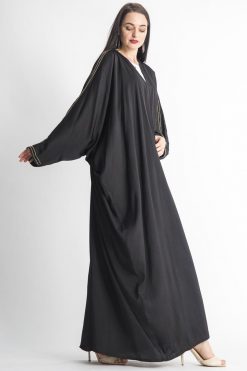 MOIAP60011 3 Golden Sleeves Embroidery Abaya