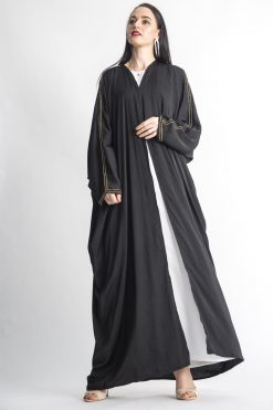 Golden Sleeves Embroidery Abaya