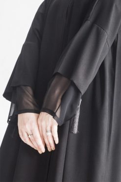 عباية بسيطة بشراشيب 7 MOIAP60010 4 Fringe Simple Abaya