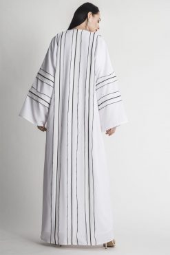 MOIAP60002 3 V-Neck White Abaya