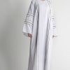 V-Neck White Abaya