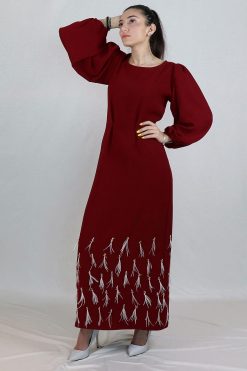 Crepe Dress - Golden feathers