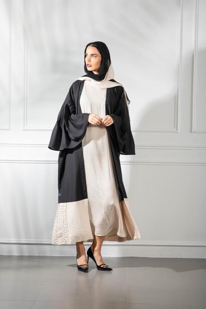 Beige And Black Abaya