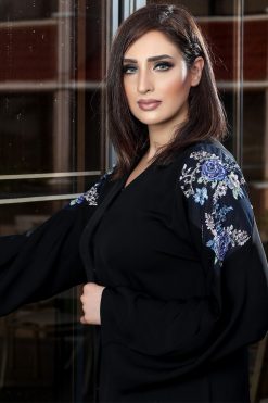 FBS 000068 3 Rustic Blue Flower Abaya