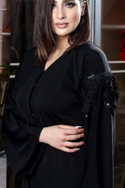FBS 000061 5 Black Doodles Sequined Abaya
