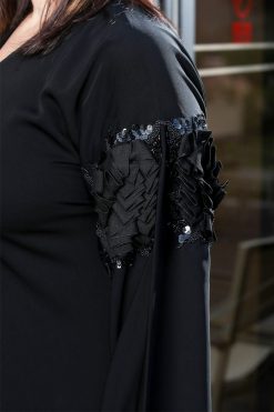 FBS 000061 4 Black Doodles Sequined Abaya