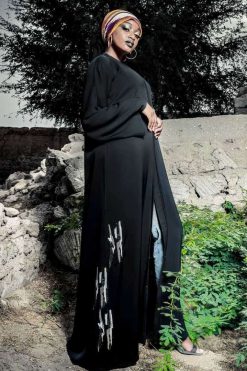 Black Abaya with Gold Embroidery -Tal
