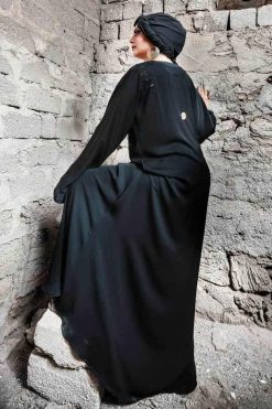FBS 000043 5 Embroidered Open Abaya - Akan
