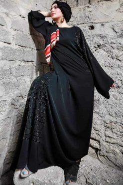 FBS 000043 4 Embroidered Open Abaya - Akan