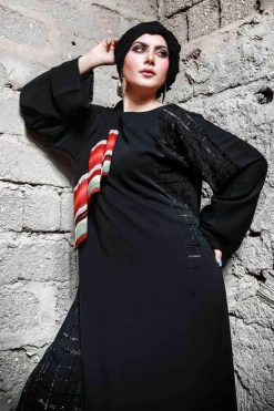 FBS 000043 2 Embroidered Open Abaya - Akan