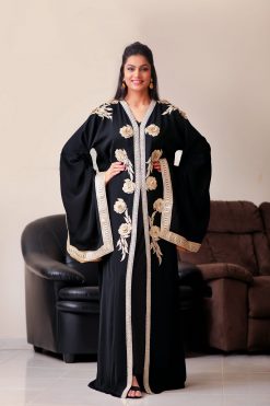 121A0266 scaled 2 Wedding Abaya with Golden Flowers