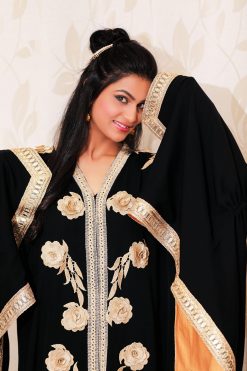 121A0300 scaled 2 Wedding Abaya with Golden Flowers
