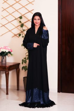 121A9871 scaled 2 Abaya with Blue Sequence and Feathers