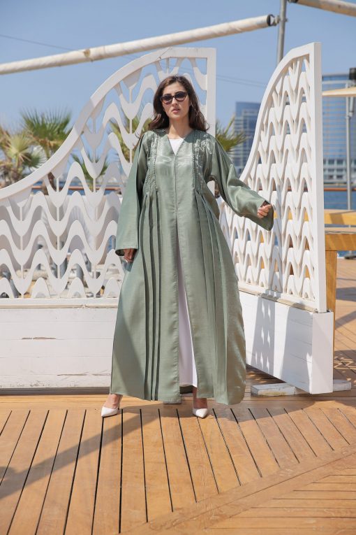 Pastel Green Abaya with Handwork