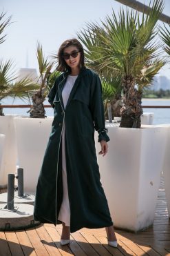 Green Coat Style Casual Abaya