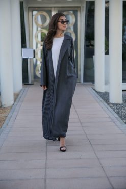 MOICR012 5 scaled 2 Grey Abaya with Pleats